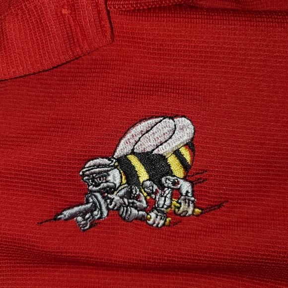 ADIDAS Climalite Golf Embroidered U.S. Navy Seabees Red Polo R.E.D. size Small - Picture 3 of 6
